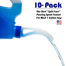 Load image into Gallery viewer, Best Glug Free No Spill Funnel for 1-Gallon Refill Jugs- 10 Pack No Spill Spouts