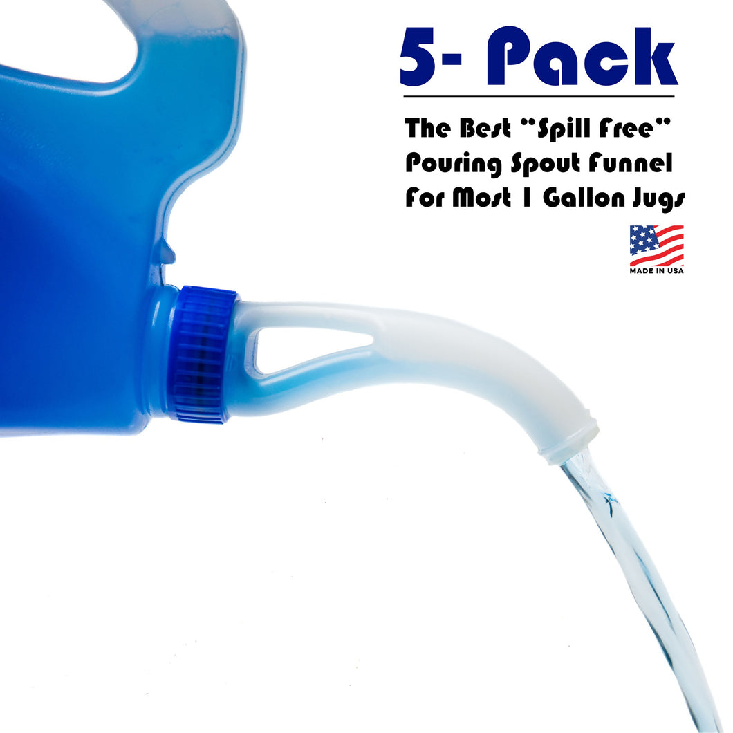 No Spill Spout - 5 Pack Best Funnel for Refill Jugs